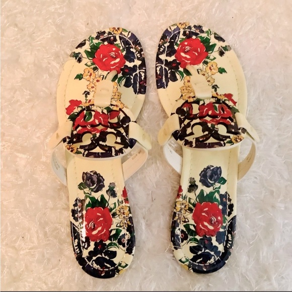 Tory Burch Patent Miller Sandals/Ivory Tea Rose - Picture 2 of 7